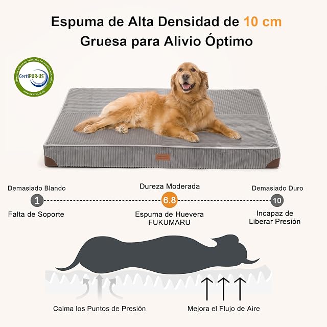 Foto 3 de 8 de FUKUMARU Cama para Perros Grande Ortopédica, 107x76x10cm, Colchón Lavable para Perro, Sofá Perro Desmontable