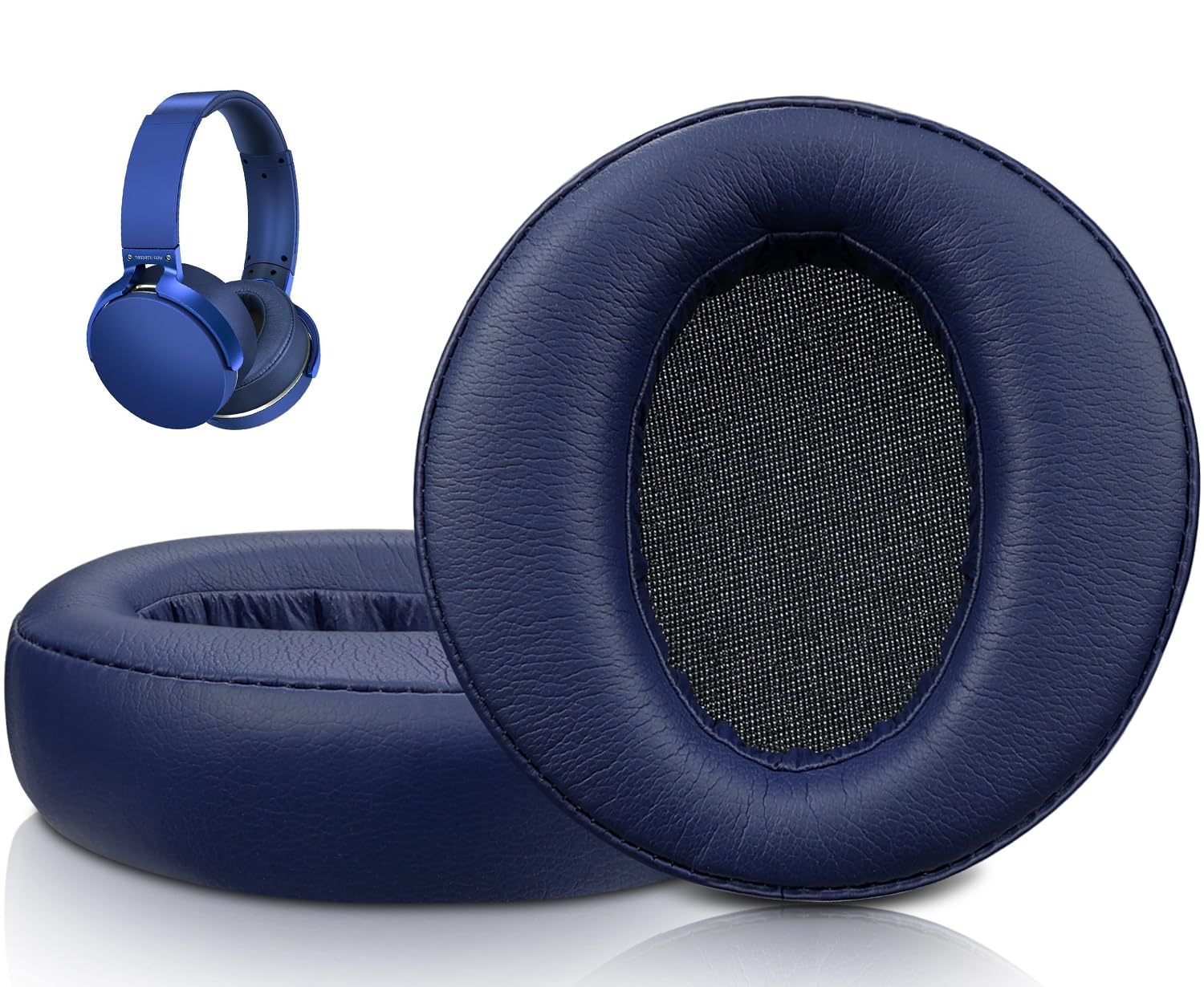 SOULWIT Professional Earpads Cushions Replacement for Sony MDR-XB950 XB950BT XB950B1 XB950N1 XB950AP Over-Ear Headphones, Ear Pads with Softer Protein Leather, Noise Isolation Memory Foam - Blue-image-4