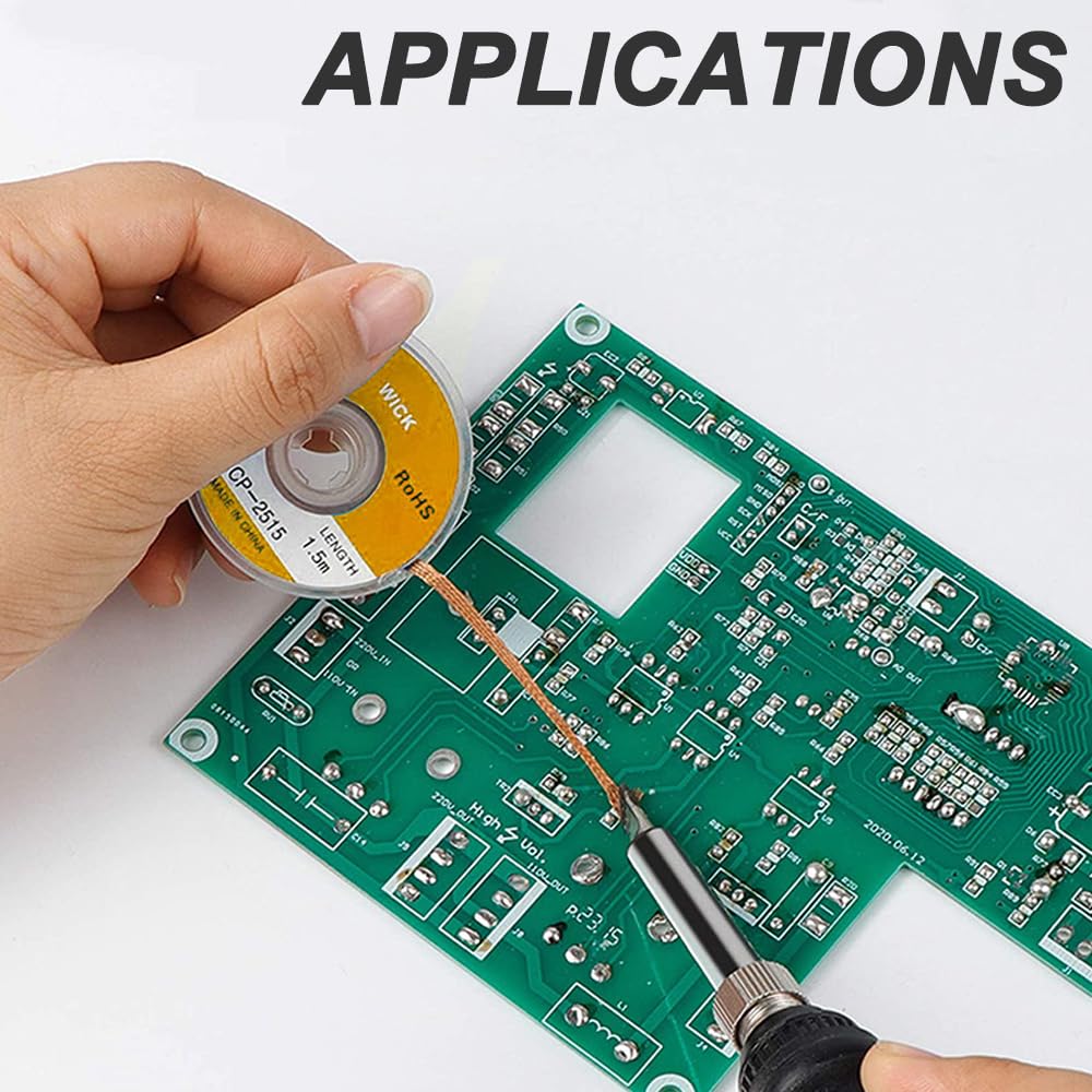 Solder Wick Braid with Flux and Desoldering Sucker, 4mm Width Desoldering Wick with Flux No-Clean Soldering Wick Remover Tool Solder Sucker (2 Pack, 3M/10FT)