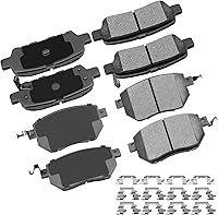 Vista 32 de cciyu D1094 D1100 Kit de pastillas de freno de cerámica delanteras y traseras, 8 piezas para Nissan Frontier 2005-2018, 2005-2015 para Nissan