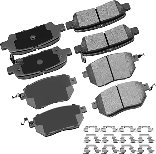 Miniatura 32 de cciyu D1094 D1100 Kit de pastillas de freno de cerámica delanteras y traseras, 8 piezas para Nissan Frontier 2005-2018, 2005-2015 para Nissan