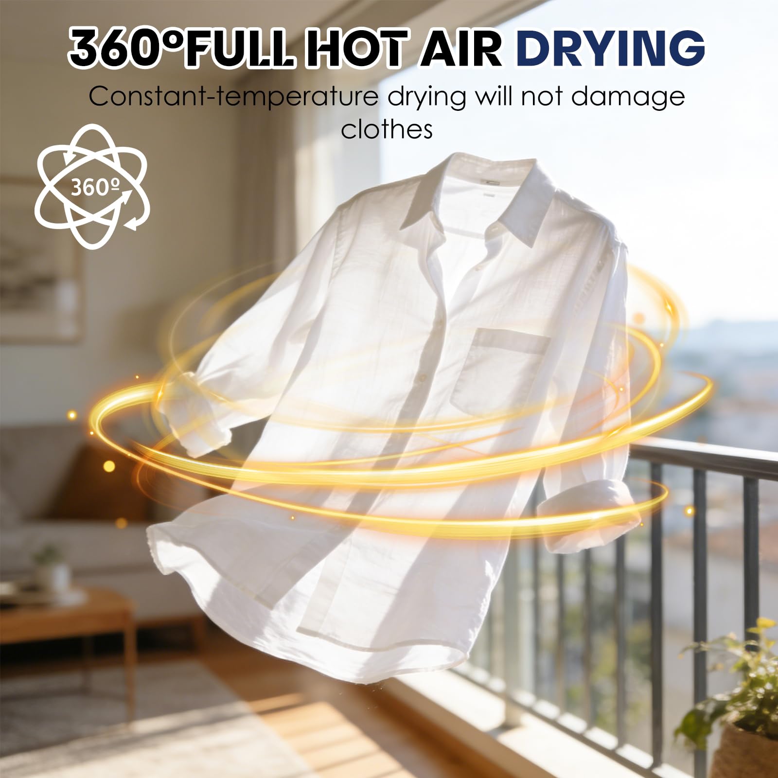 Heated Clothes Airer, 900W Portable Electric Clothes Dryer Indoor, 12kg 2-Tier Circulates Hot Air Airer Machine for Quick Drying, Energy Efficient Indoor Drying for Household - 4