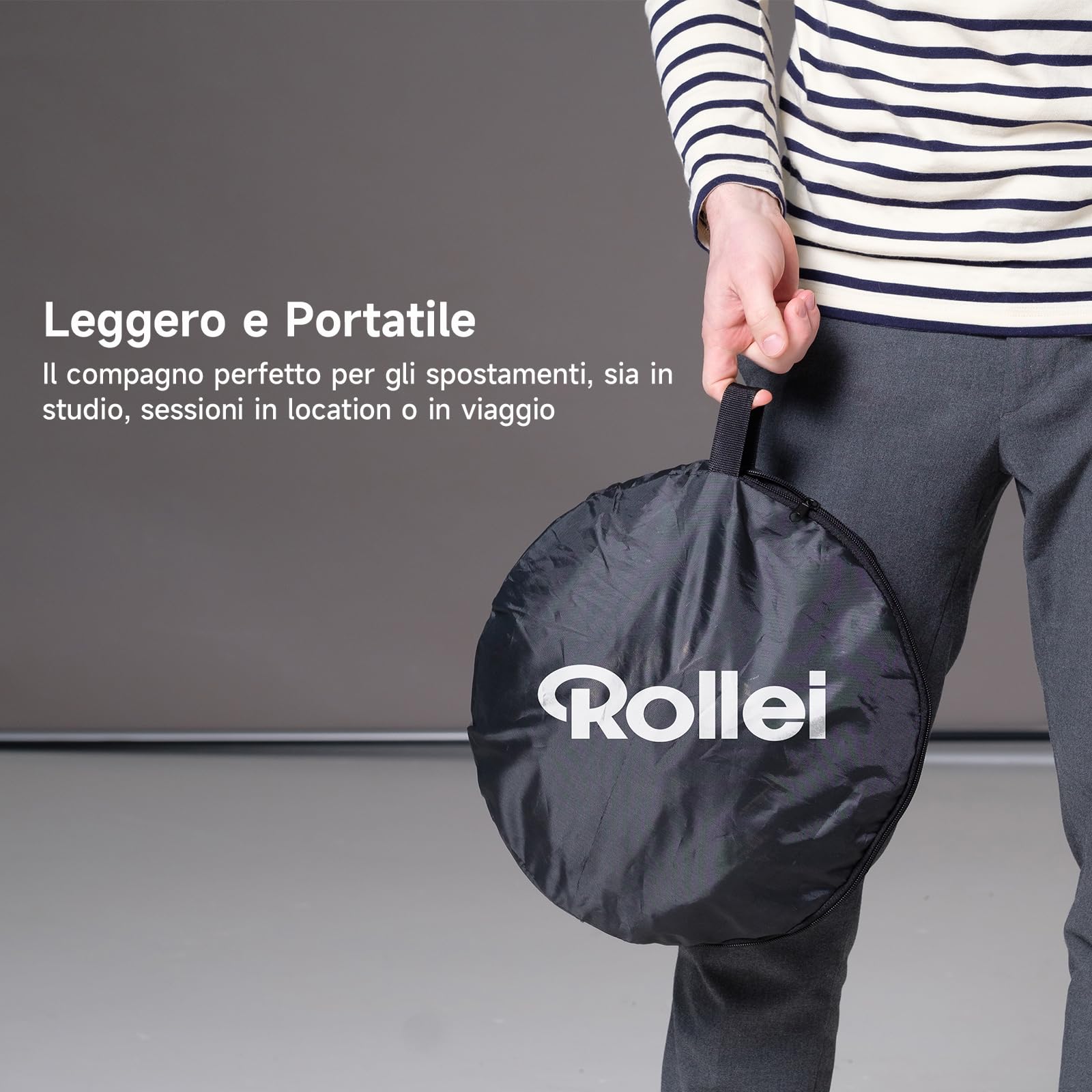 Rollei 5 in 1 Pannello Riflettente Fotografico Pieghevole 60 x 75 cm Light Reflector Leggero e Compatto 600 g per Studio e Illuminazione Esterni, Pannello-Riflettente- Luce-Fotografico-Pieghevole