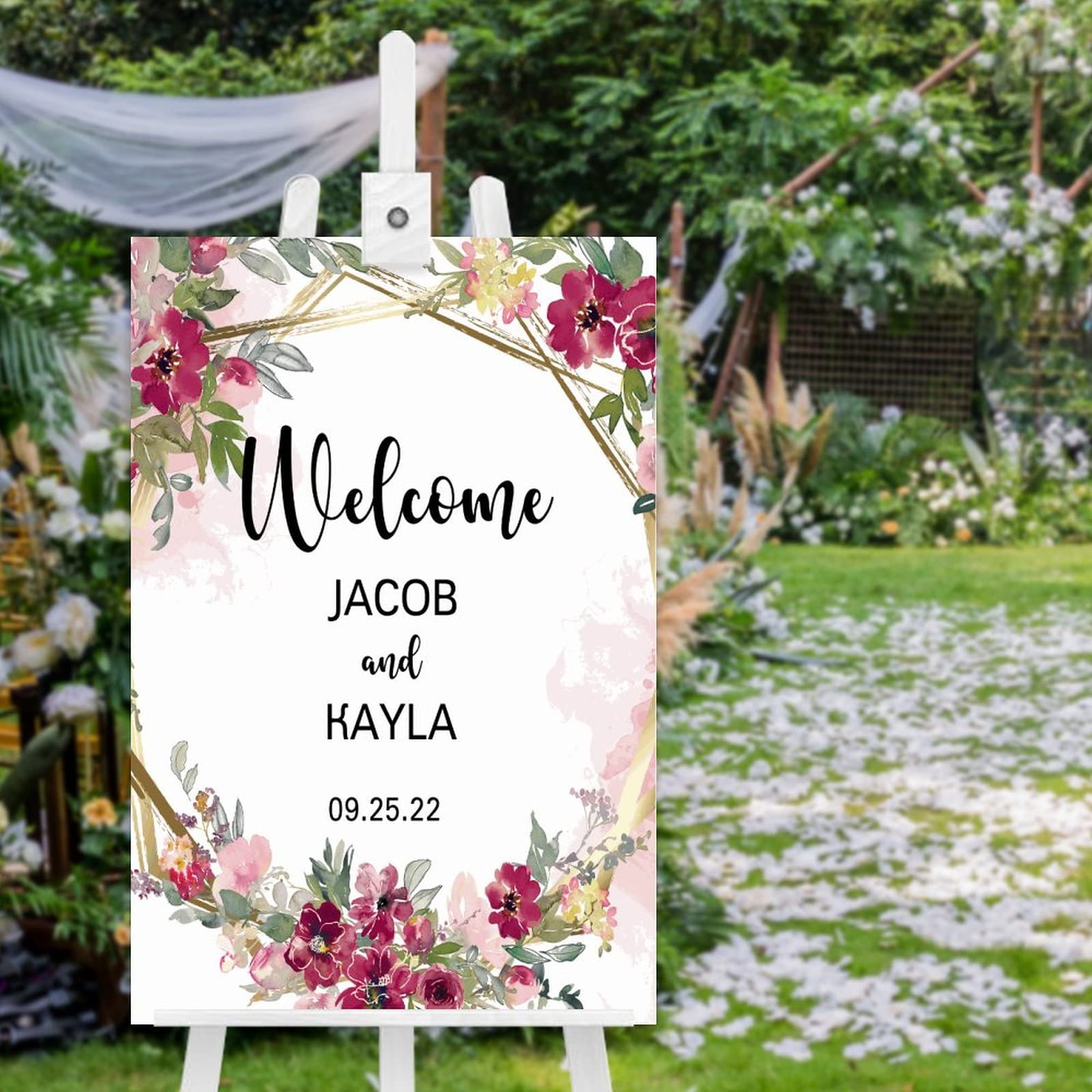 Panneau de mariage en bois gravé de roses pour graver le plus beau jour de votre vie