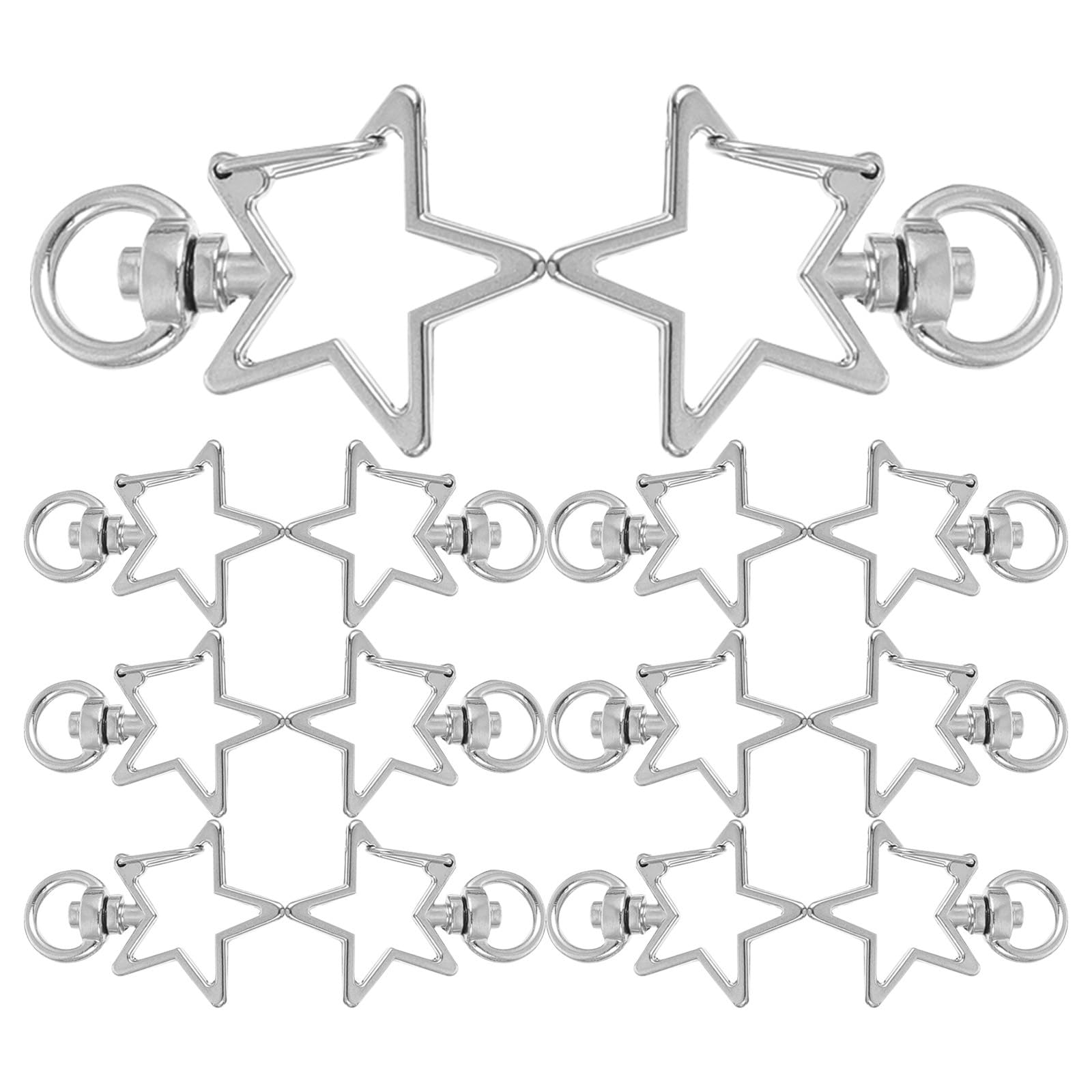 Tofficu Mosquetones de Estrella Plateados con Llaveros 40 Piezas para Manualidades y Diseño de Joyas, Cierre de Langosta Giratorio 360°, Accesorios de Metal para Mochila, Bolso y Uso