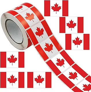 500 Pieces Canada Labels Roll Stickers - Maple Syrup Canadian Flag Birthday Party Supplies Decorations Favors Jar Containers Letter DIY Sticker Happy Canada's Day Labels Decals