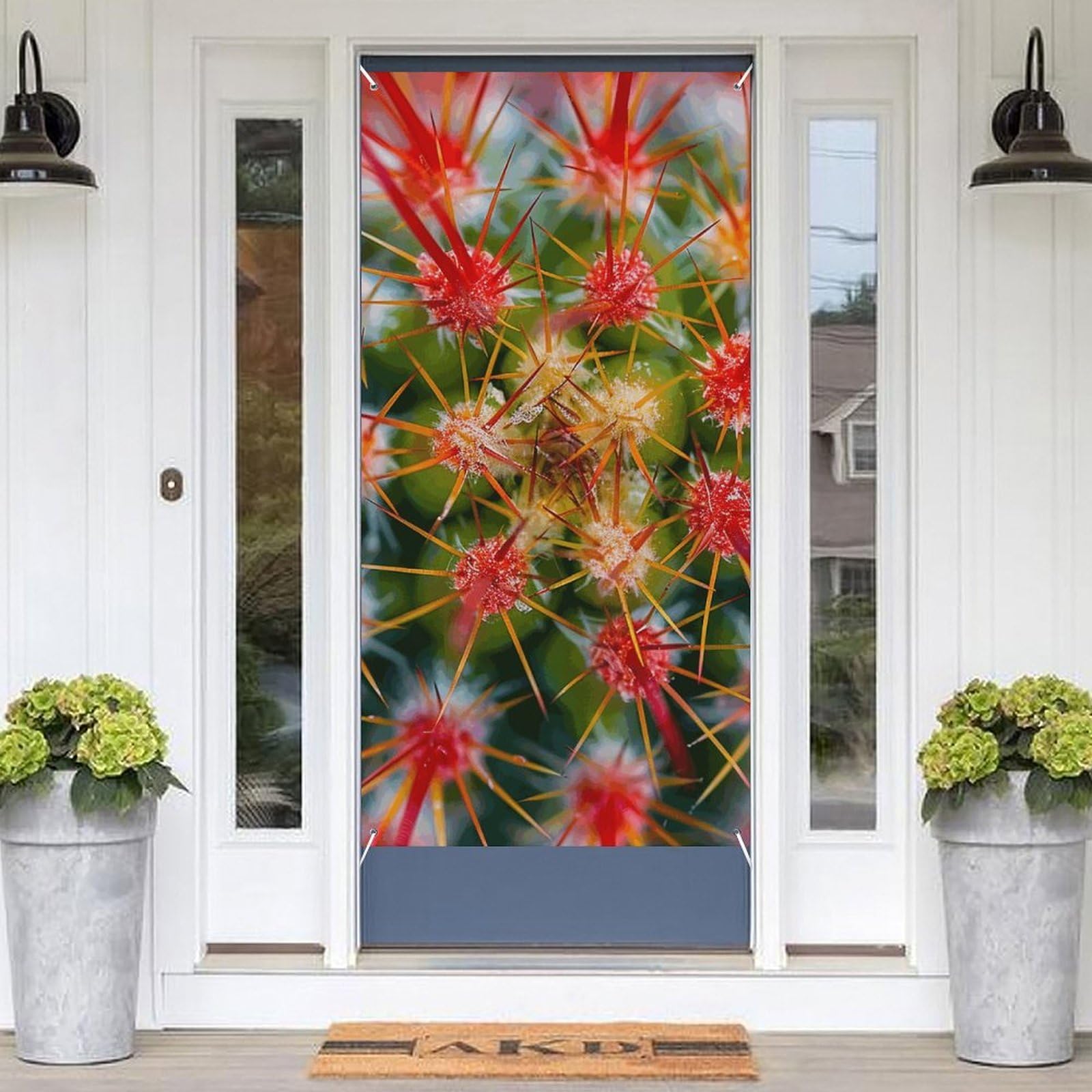 KLOPH Door Cover Decoration Welcome Door Banner Porch Sign Photo Background Doors Curtains for Doorway Privacy Window Curtain Cactus Thorns Photos Porch Cover Indoor Outdoor Decor 70.9x35.4in
