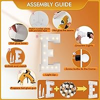 Vista 3 de Letras iluminadas de marquesina de 4 pies, letras grandes de marquesina, marco de globos de mosaico, letras grandes para decoración de compromiso