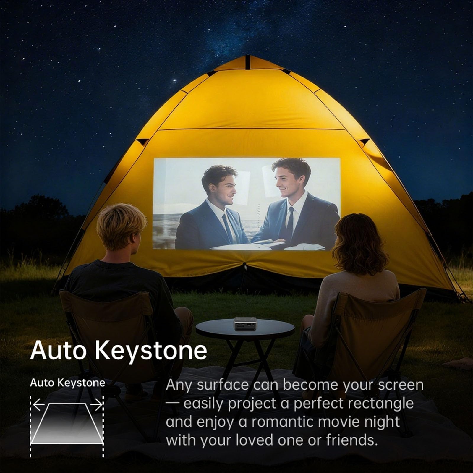 Mini Vidéoprojecteur DLP Pico Projecteur avec Batterie, 1080P, WiFi 6, Bluetooth 5.0, Portable avec Trépied