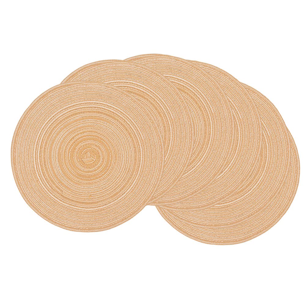 Scf2017 Khaki Set Of 6 Round Woven Cotton Yarn Placemats 30Cm Table Mats(Khaki)