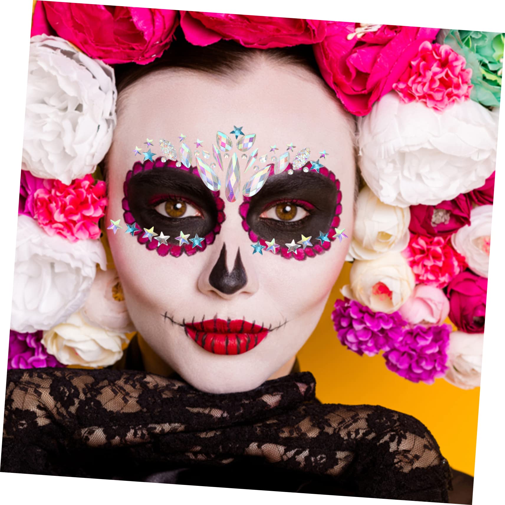 DOITOOL 20fogli Gemme Adesive Per Viso e Sopracciglia Stickers Di Strass Per Trucco Decorazioni Facciali Per Feste e Festival Facile Da Applicare Stili Vari Per Ogni Occasione