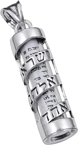 Miniatura 2 de AJDesign Colgante Mezuzah Espiral Shema Yisrael y Pergamino en Plata de Ley 925, Metal