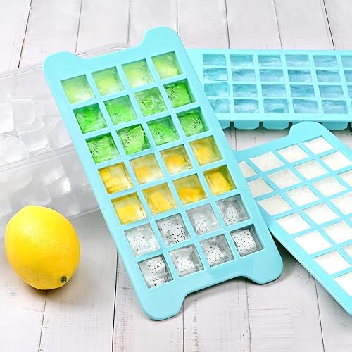 Miniatura 5 de Bandeja de cubitos de hielo para congelador con contenedor FDDBI - Máquina de cubitos de hielo de fácil liberación de 1 pulgada con tapa y