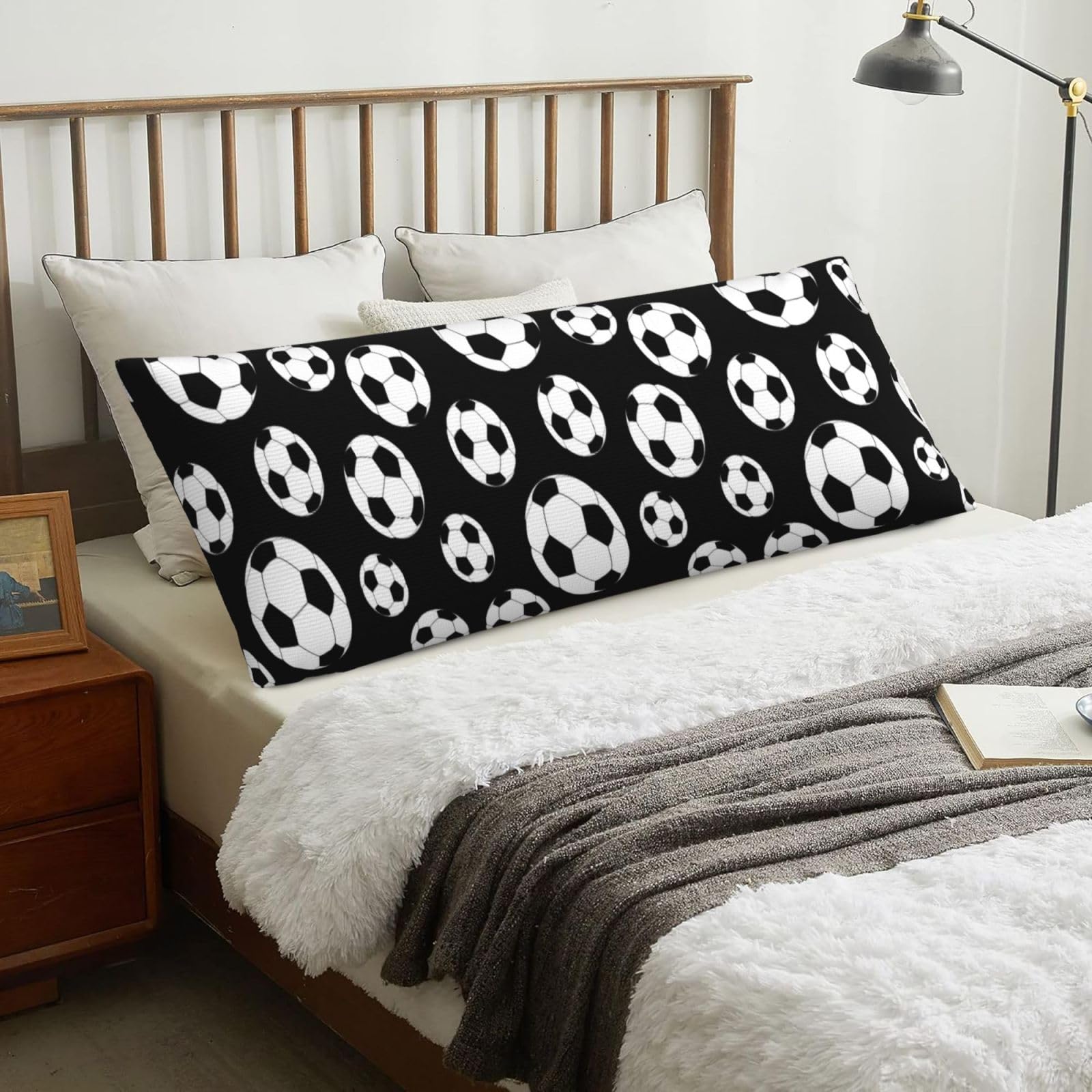 Soccer Football, Body Pillow Cover with Zipper,Long Body Pillowcase 20 x 60 in