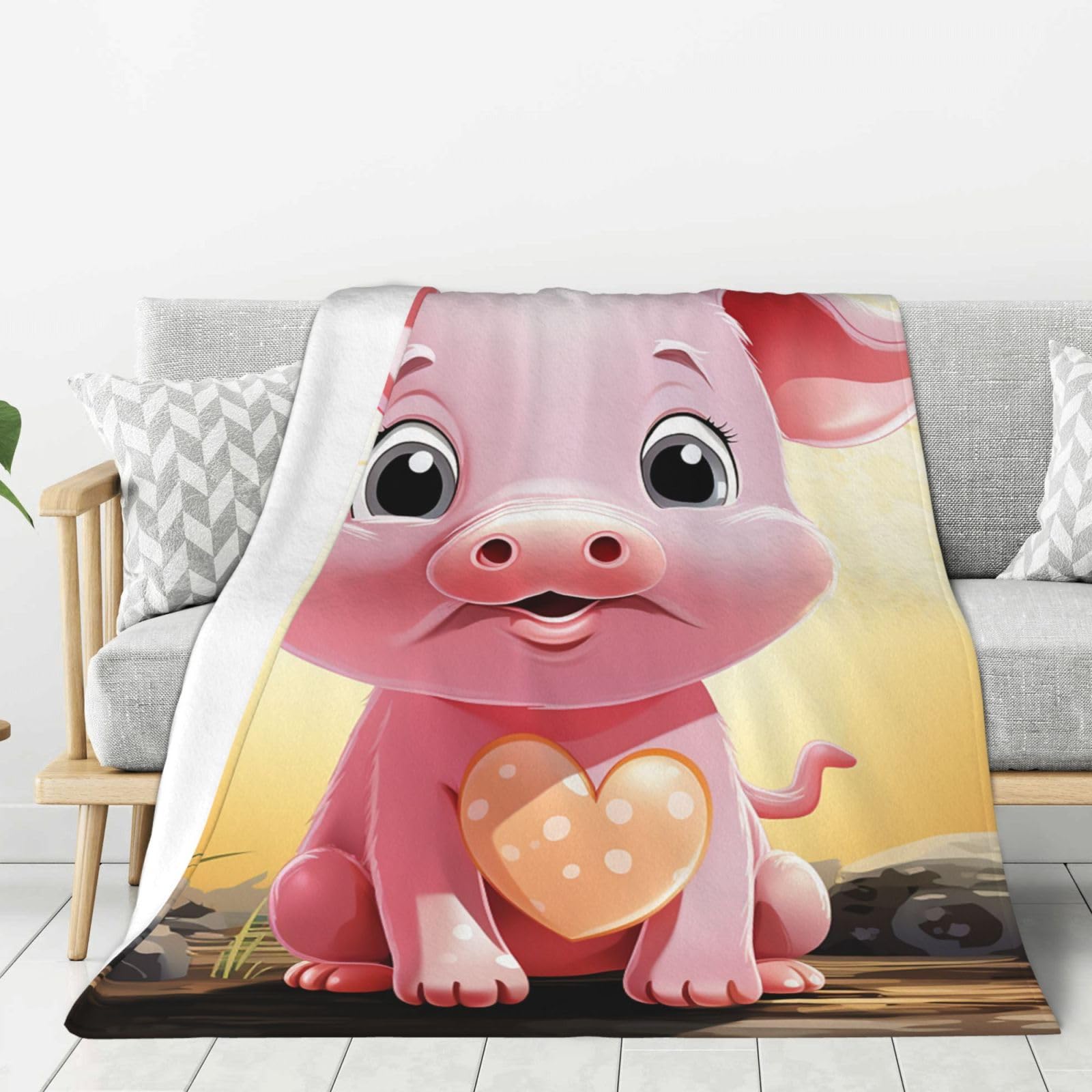 Smiling Throw Blanket Plush Flannel Fleece Blanket, Soft Lightweight Cozy Blankets 80"X60" for Bed Couch Sofa Travel