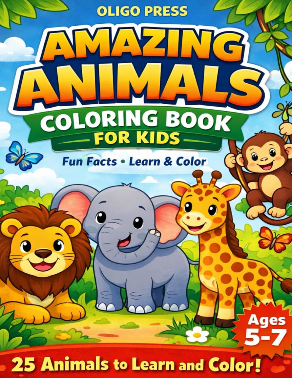 Amazing Animals Coloring Book for Kids: Fun Facts and Easy Coloring Pages