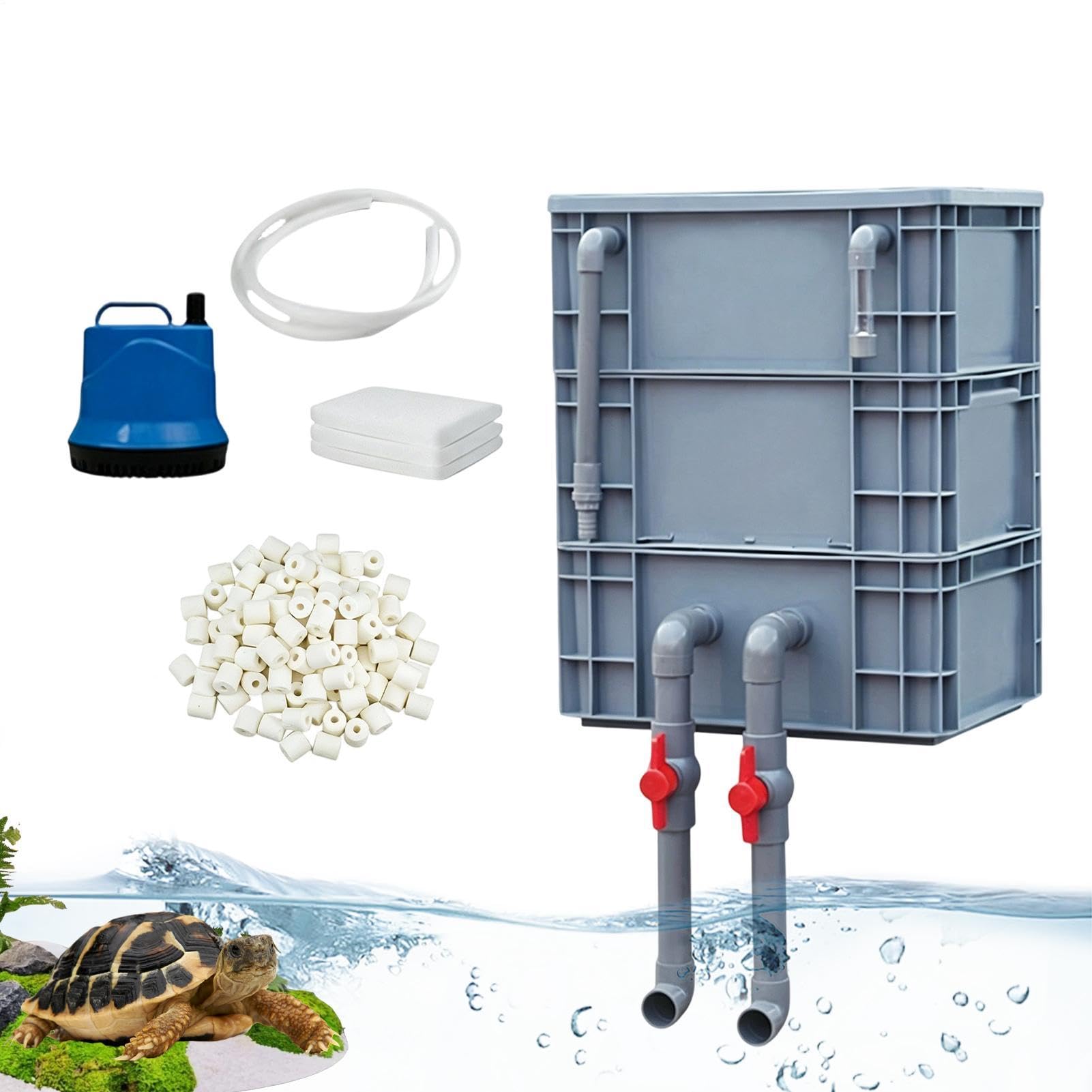 Aquarium Filter Für Aquarien 3-stufiger Kasten-Pumpen-Wasserkreislauf | Reinwasser-Tropfwechselkasten Für Haus, Garten, gewerbliche Teichfiltration, Reinigung, Zirkulation