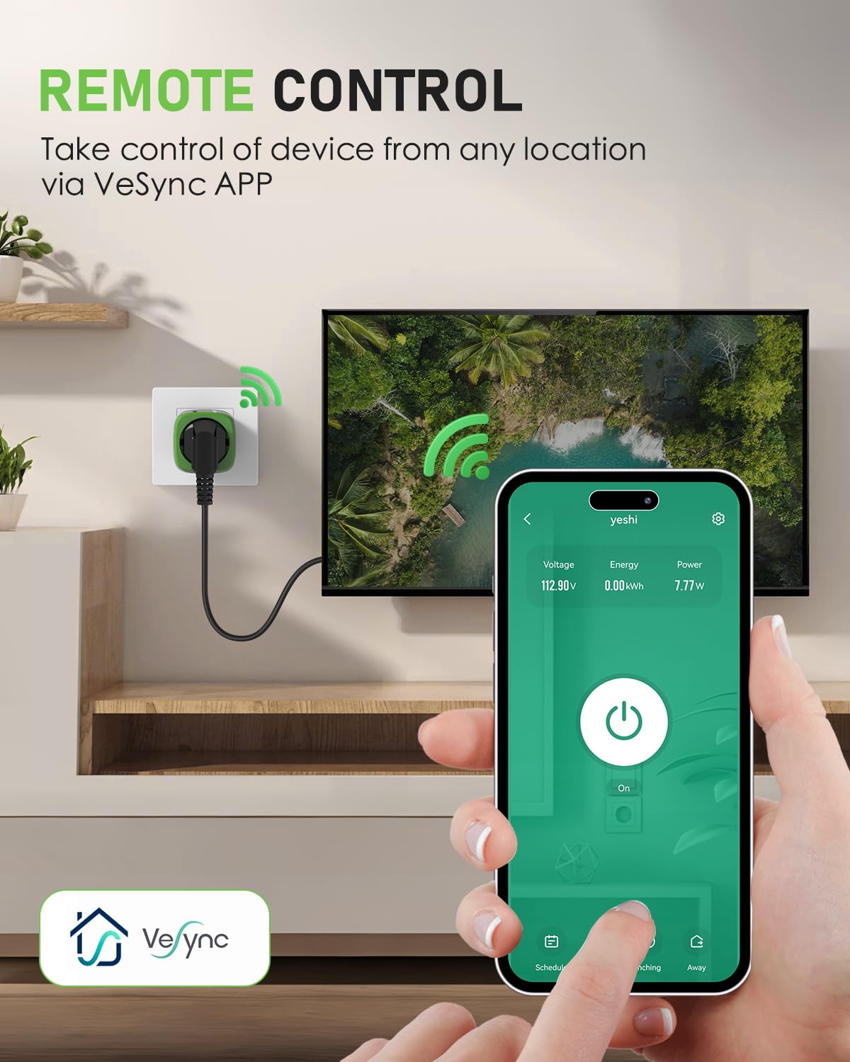 GreenSun Alexa gniazdko elektryczne Wi-Fi, programator czasowy, licznik prądu do gniazdka elektrycznego, miernik zużycia prądu, gniazdo Vesync, aplikacja 16 A, inteligentne gniazdko elektryczne