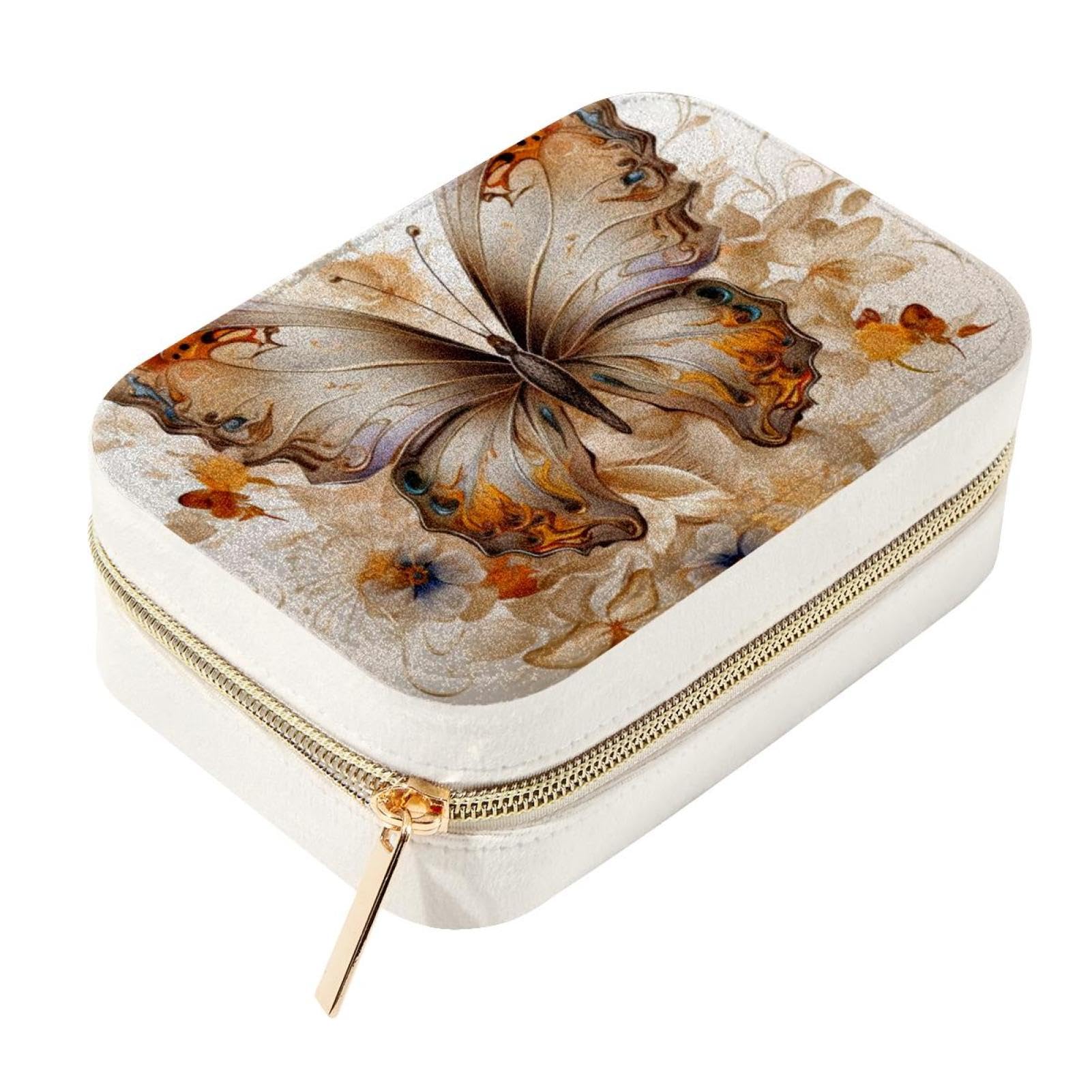 Boîte à bijoux de voyage velours : mini coffret portable avec fermeture éclair