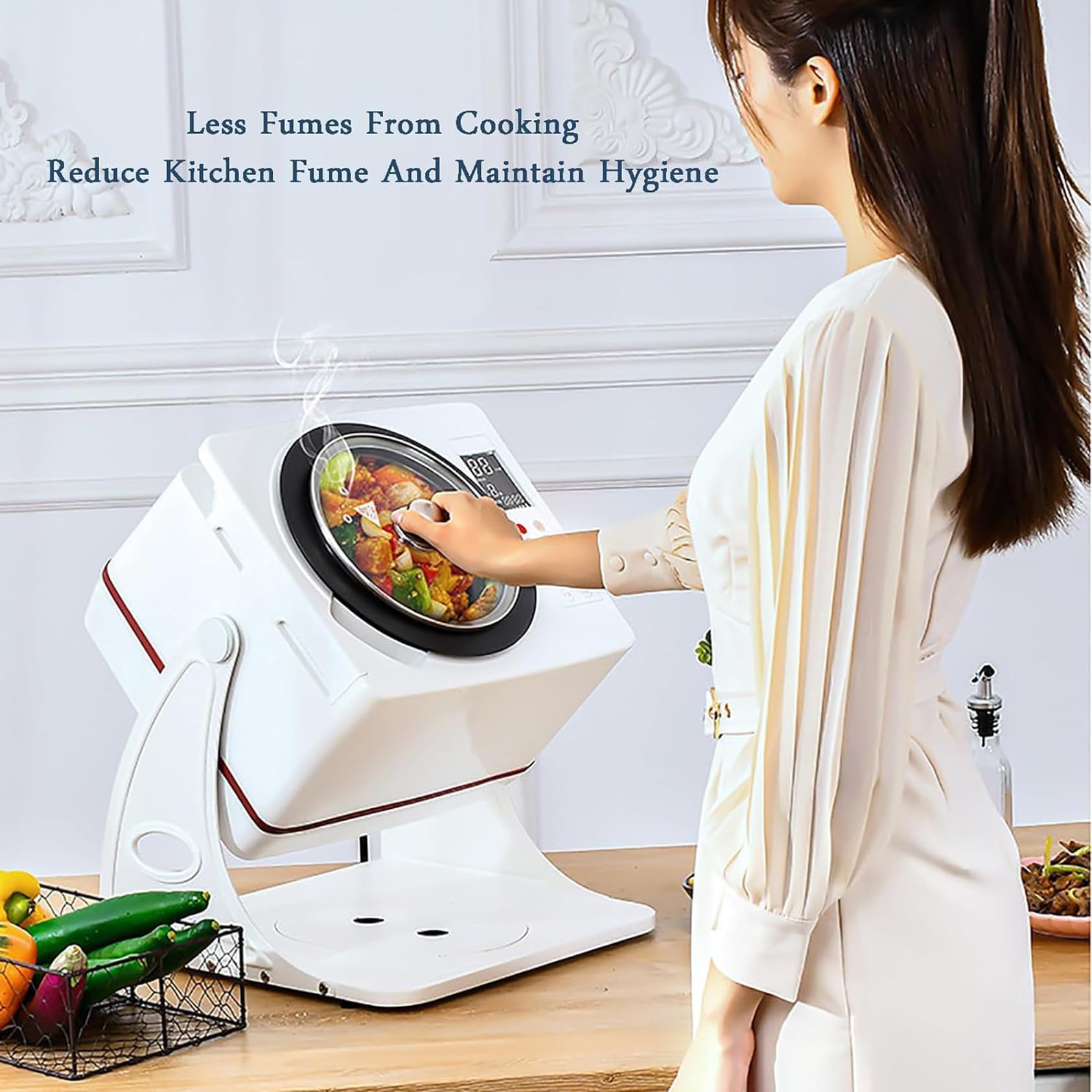 Máquina De Cocción Automática Inteligente De 6 Litros Con Rotación De 360° Y Calefacción Integral 3D, Protección De Apagado Automático, Satisface Tus Necesidades Diarias De Cocina