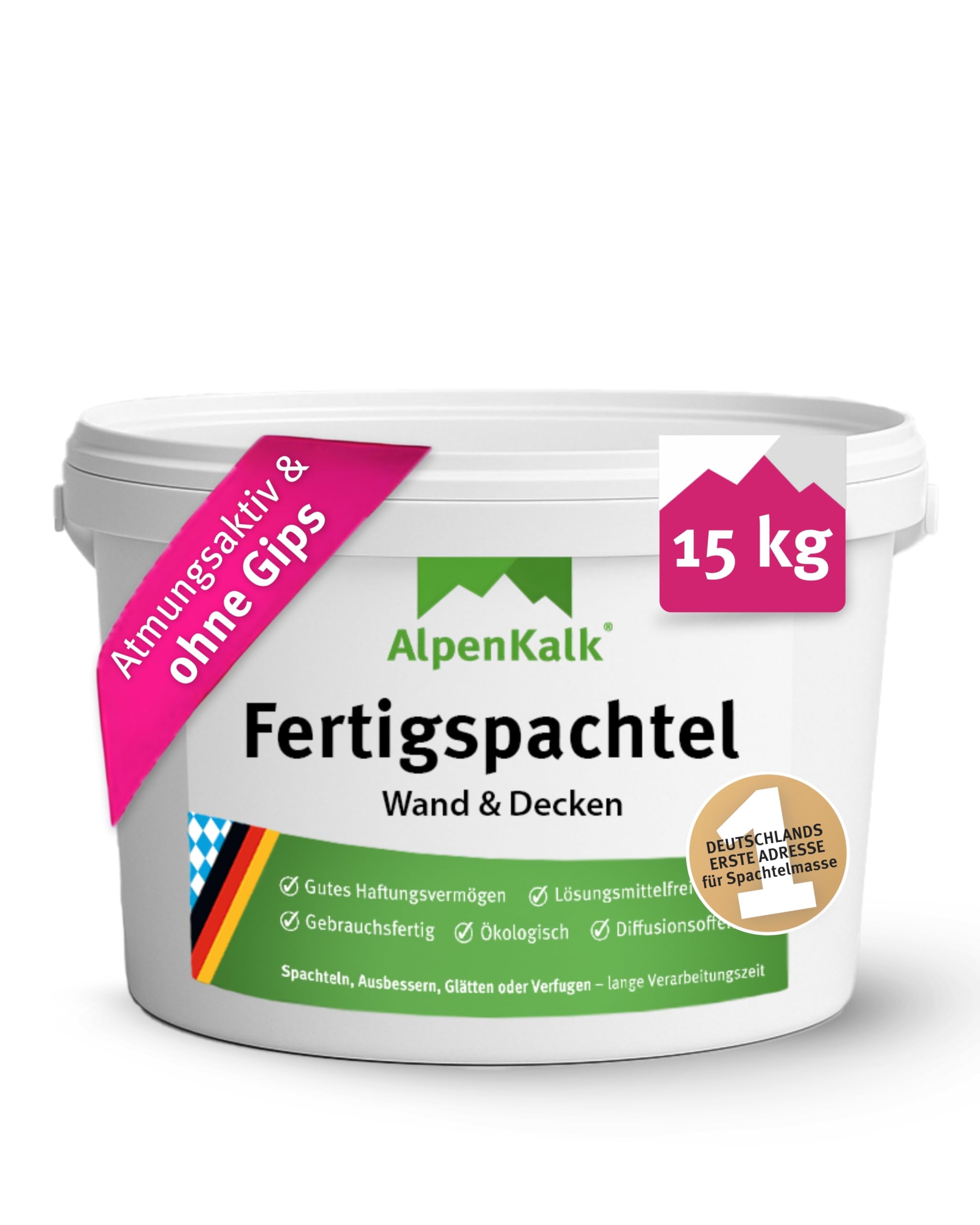 Spachtelmasse I 15 kg I Gebrauchsfertig & lösungsmittelfrei I Fertigspachtel mit Cremiger Konsistenz für streifenfreie Oberflächen I Vielseitig, diffusionsoffen & schimmelhemmend