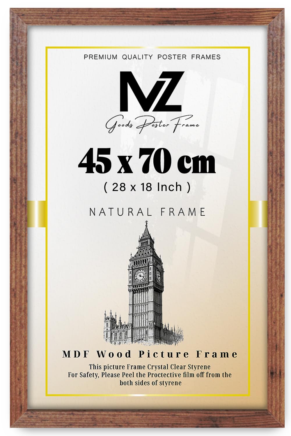 Mz Goods Rustic Modern Mdf Wooden Wide Frame | 45X70 Cm Poster Frames Durable Sleek Acrylic Front | Jigsaw Puzzle Picture Frames Large Art Display For Home & Office Décor