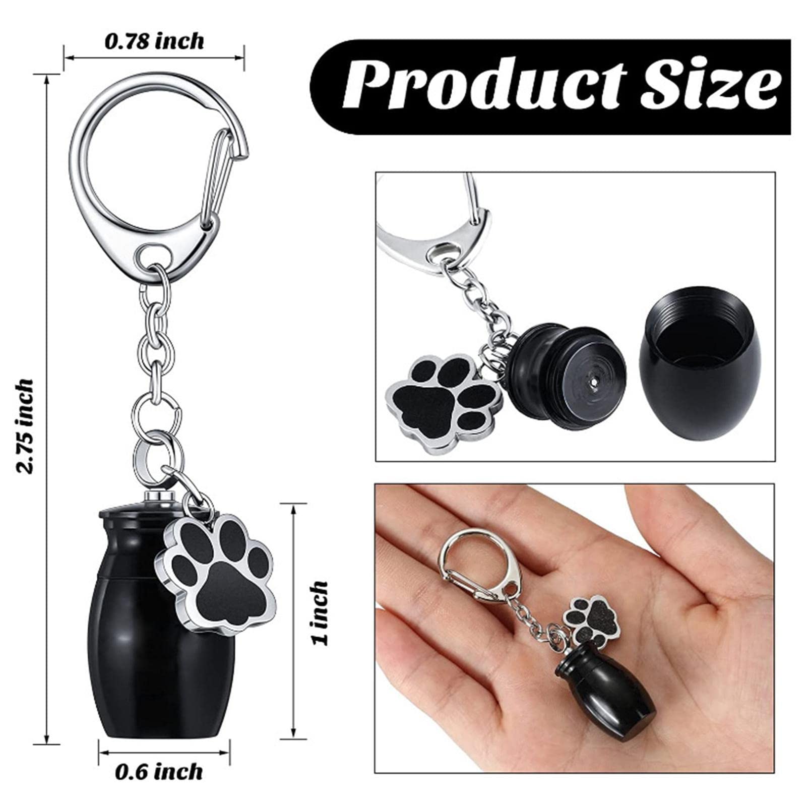 Urne Portachiavi Per Ceneri Animali Domestici - 2 Pezzi In Acciaio, Con Sacchetto, Per Ricordo Di Cani E Gatti - Foto 9