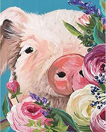 Amazon 数字で豚の花アクリル絵の具大人のための油絵を設定diyキットキャンバス動物の描画 フレームなし 50x70cm 大人の子供のための 数字によるペイント初心者 アクリル顔料とペイントブラシを備えたキャンバス上のdiy油絵キット 手芸キット 通販