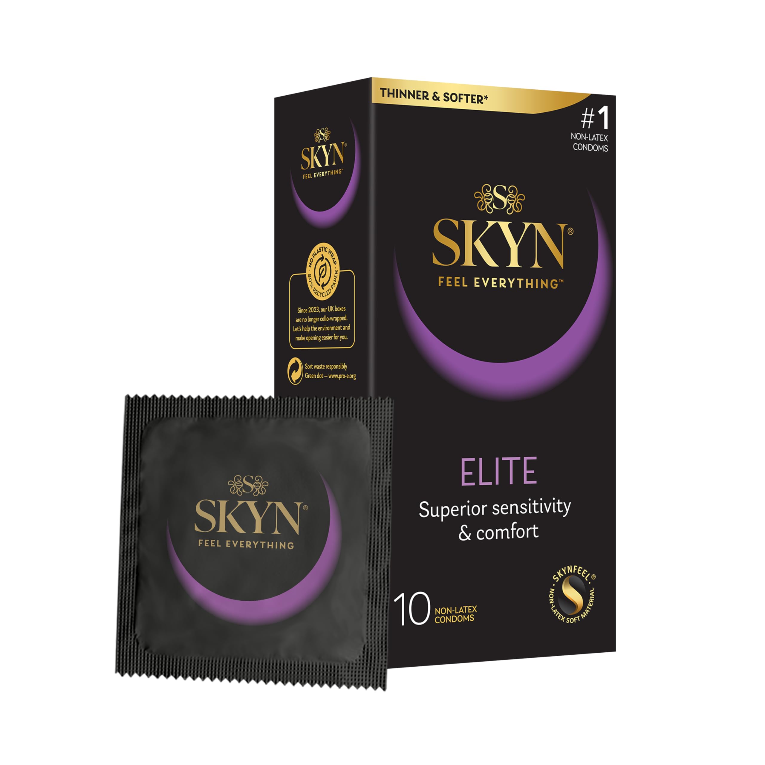 SKYNElite Skynfeel Condoms Regular Size, Ultra-Thin & Soft, Pack of 10