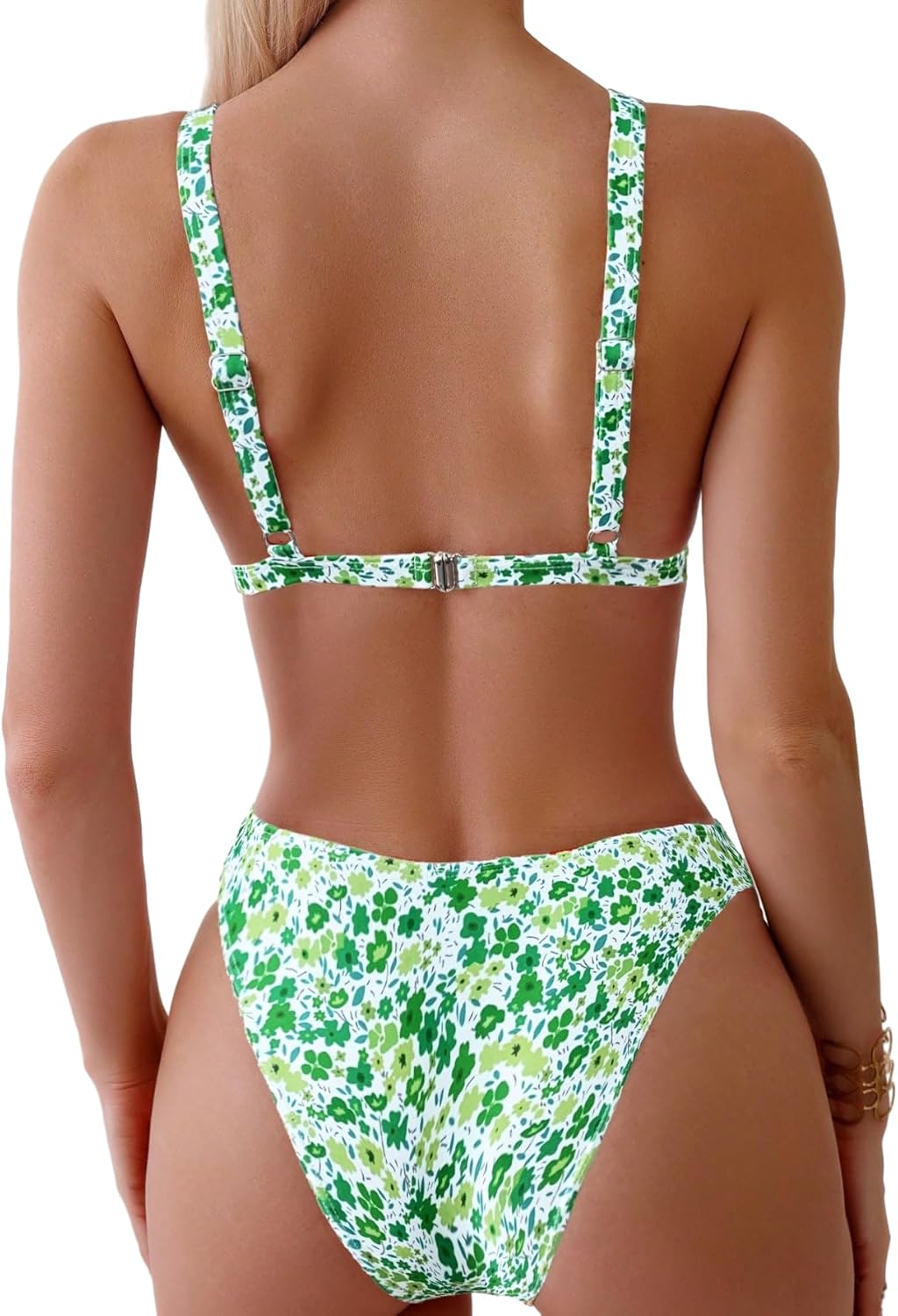 ZAFUL Women's 2 Piece Floral Print Swimsuit Triangle String High Cut Bikini Sets Bathing Suit