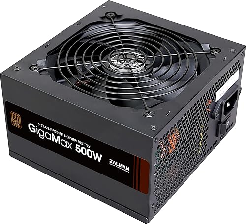 Zalman GigaMax - Fuente de alimentación con certificación Bronce de 500 W 80 Plus ATX PSU, condensador de 105, ventilador de refrigeración ultra