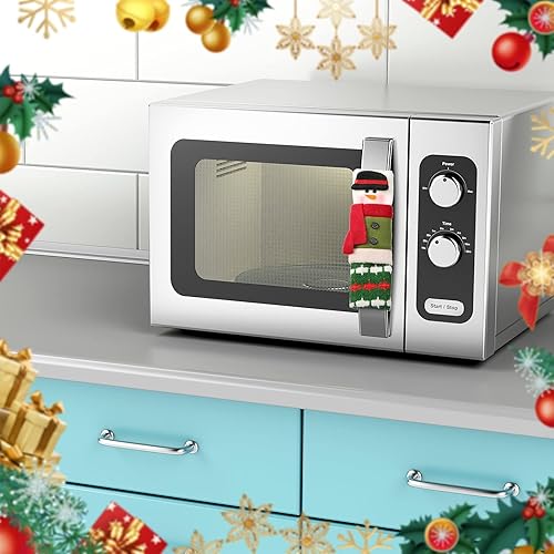 Miniatura 4 de 4 fundas navideñas para manijas de refrigerador e imanes de refrigerador de muñeco de nieve, cubiertas de manija de puerta de nevera, calcomanías