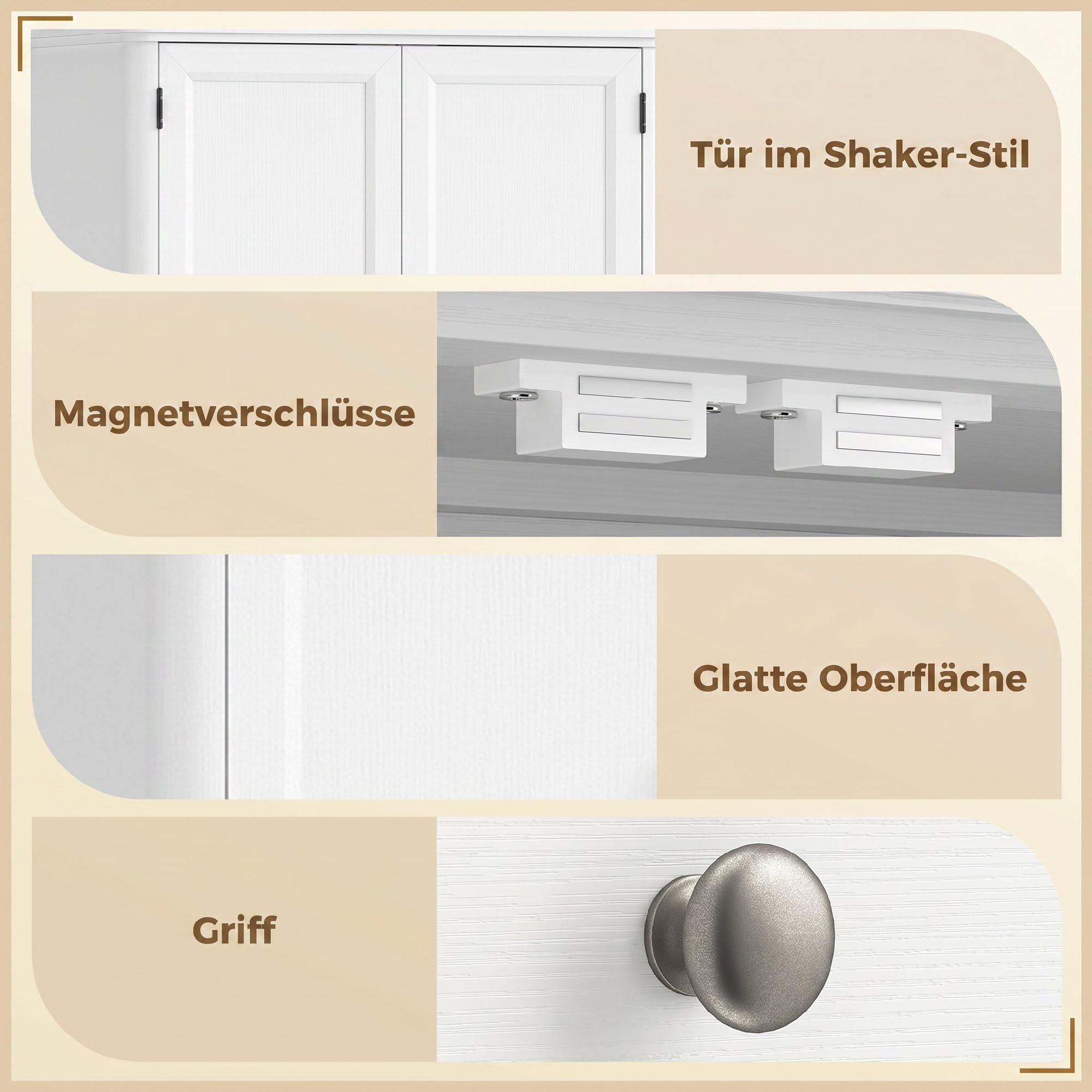 HOMCOM Küchenschrank 186,4 cm Hochschrank Buffetschrank mit 4 Türen, Schublade und verstellbaren Einlegeböden Vorratsschrank für Küche, Esszimmer, Wohnzimmer Weiß, 80 x 39,5 x 186,4 cm