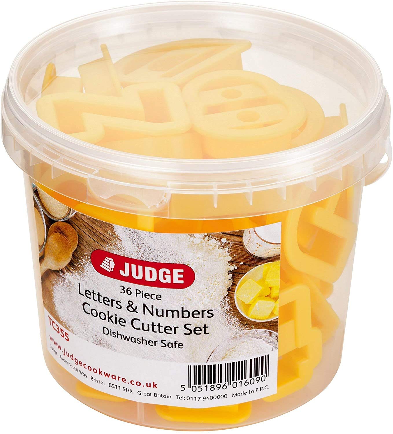 Judge 36 Piece Coloured Cookie Cutter, Letters and Numbers, Yellow, 20 x 30 x 25 cm