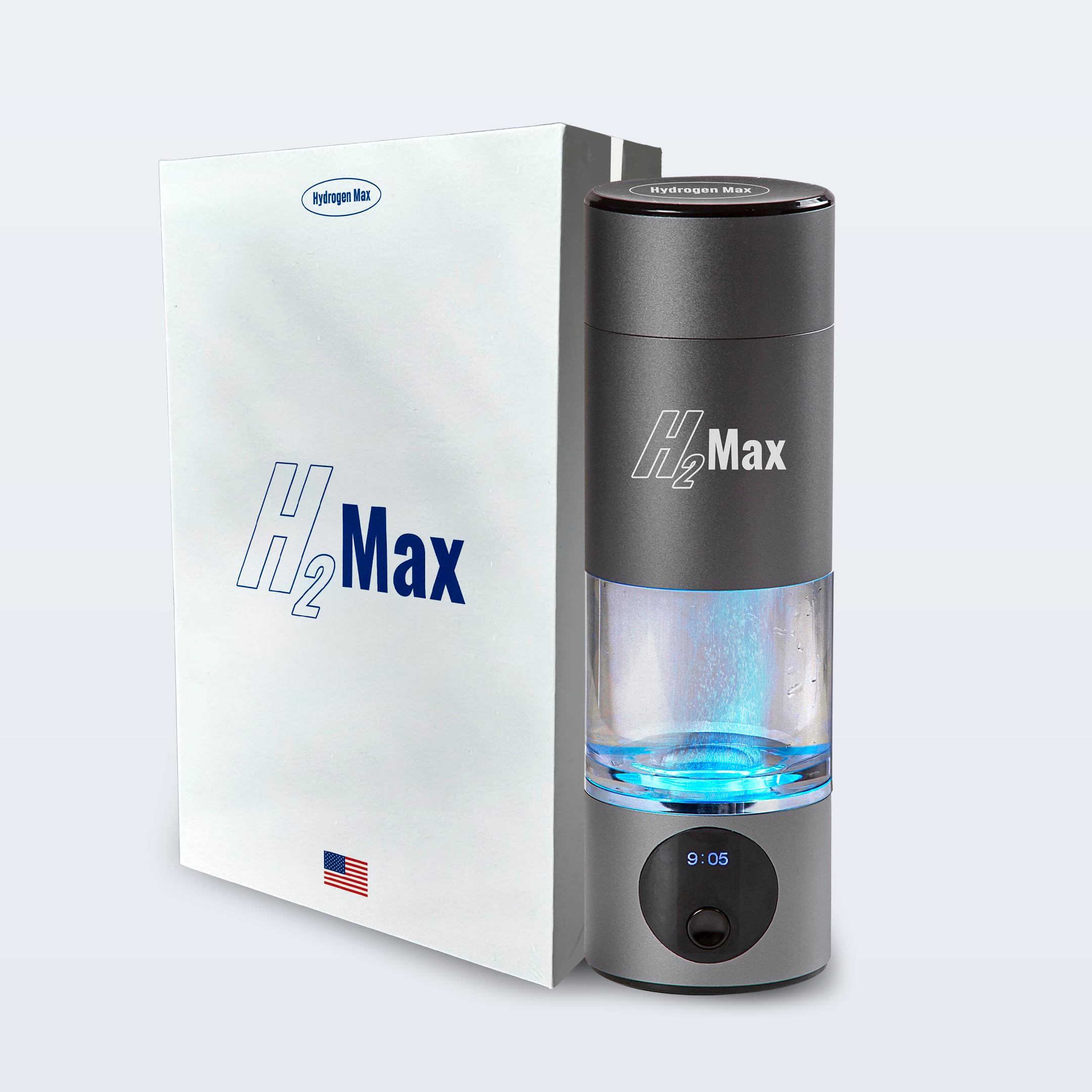 H2Max Hydrogen Water Bottle - 6000ppb 6ppm High Concentration SPE PEM Tech Portable BPA-Free 230ml Rechargeable Lightweight for