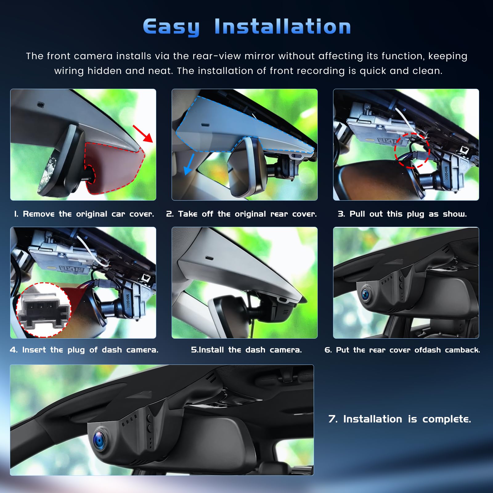 Dashcam Voiture 4K Compatible avec VW Tiguan 2018-2024, Caméra de Voiture 2160P, vidéo WiFi, Capteur G, mode parking, Enregistrement en Boucle, Dashcam Voiture grand angle 150°, Plug&Play, Carte 64 Go