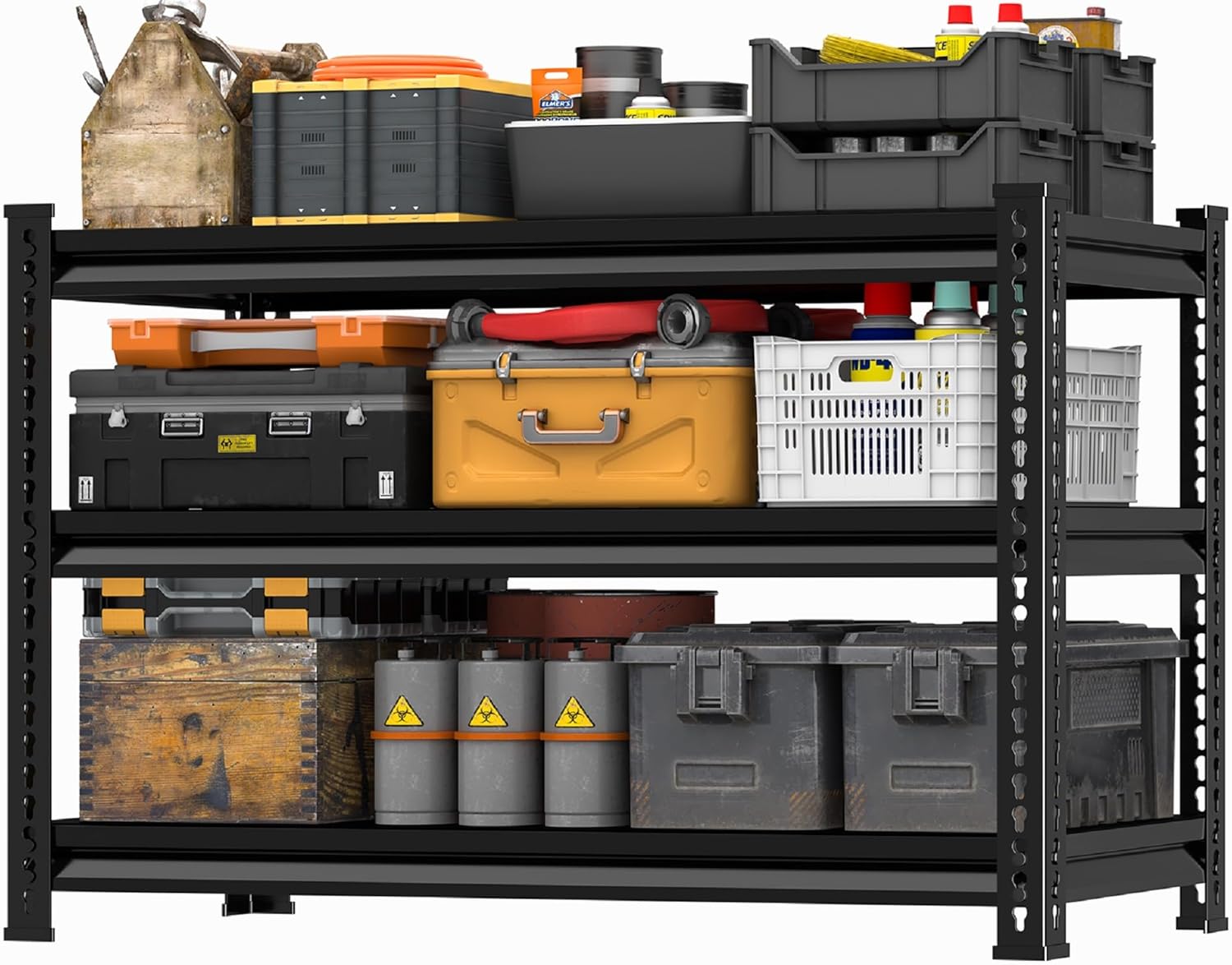 Utility Garage Shelves Heavy Duty - 40'' Wide 1,350Lbs Steel Metal Industrial Storage Shelving Rack Units Adjustable 40" W x 16" D x 36" H 3 Tier Black