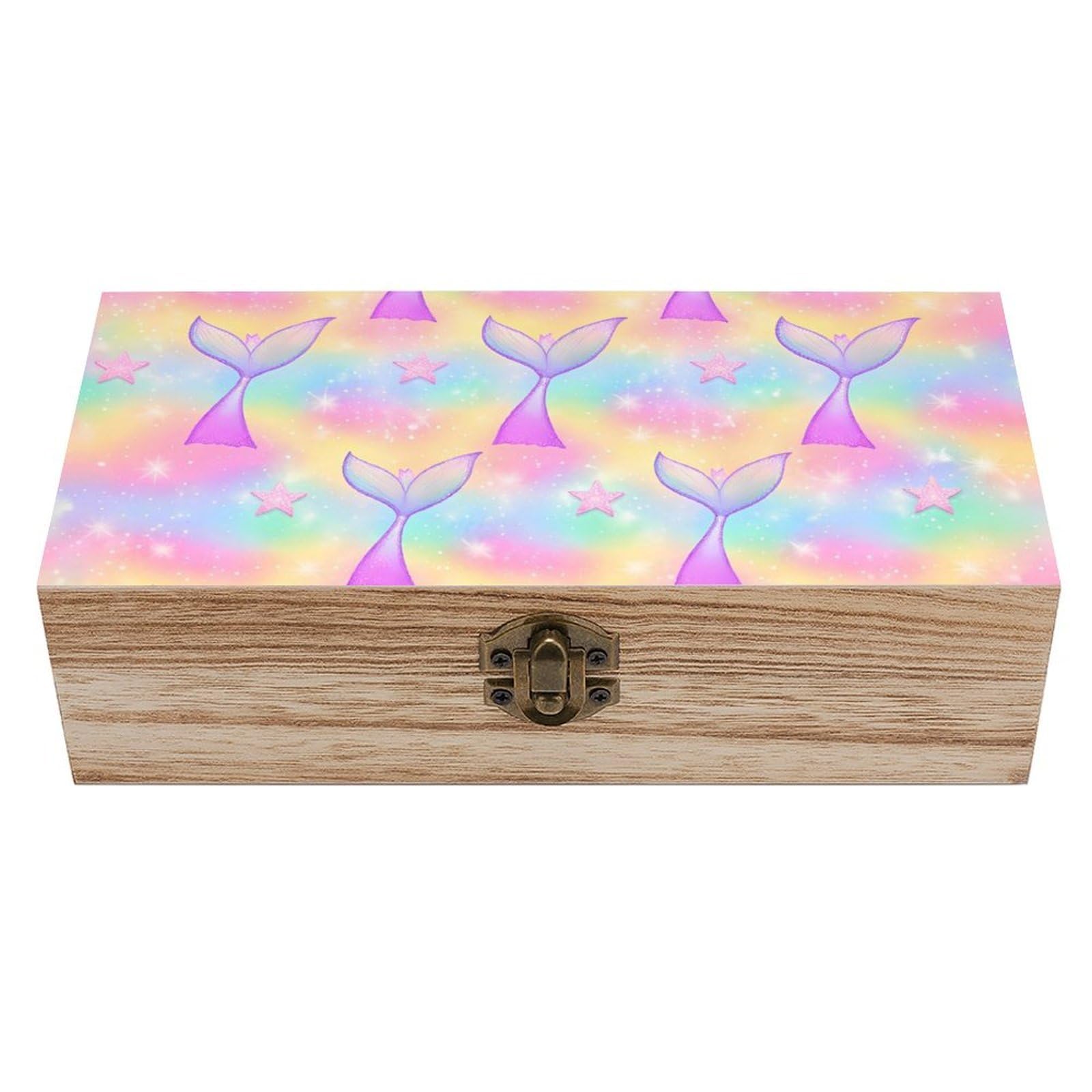 HLBSDM Mermaid Scale Wooden Storage Box
