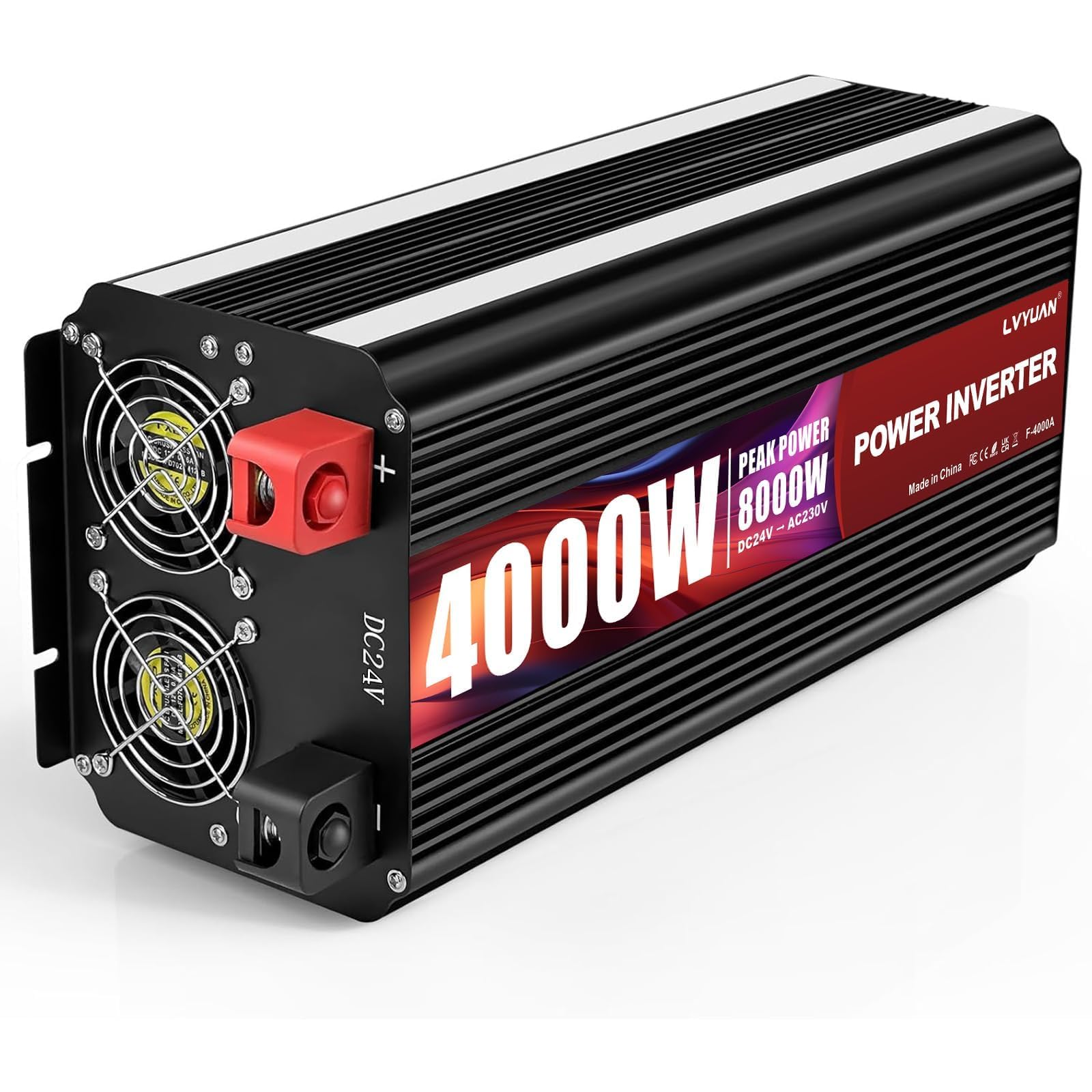 Yinleader Wechselrichter 24V DC auf 230V AC, 4000W Dauerleistung/8000W Spitzenleistung, Spannungswandler, LCD-Anzeige & Funkfernbedienung, für Wohnmobil/Camping/LKW/Haushaltsgeräte