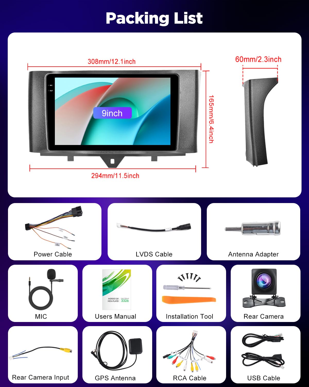 NHOPEEW Autoradio 4+64G pour Mercedes Benz Smart Fortwo 2011-2015 avec Carplay sans Fil et Android Auto - Écran incell 9 Pouces Prise en Charge WiFi GPS Commandes au Volant + Caméra de recul