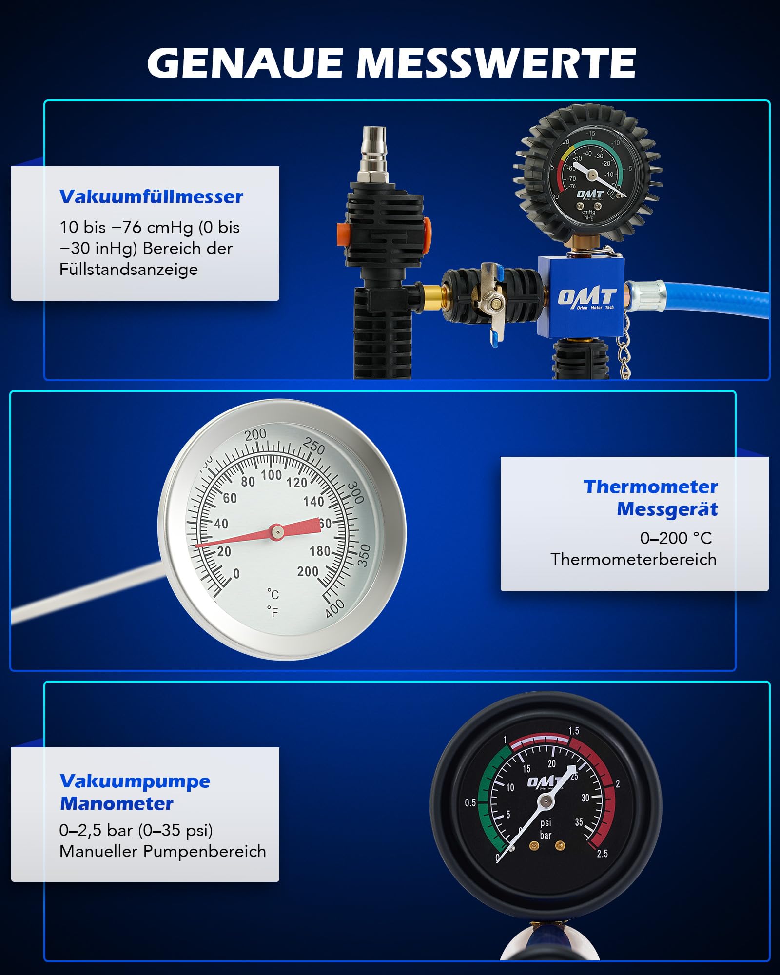 Orion Motor Tech 31tlg Kühlsystem Abdrückgerät Kühlsystemtester Kühler Abdrückgerät, farbkodiert, Kühlmittel Testkoffer zum Prüfen & Befüllen von Kühlsystemen - 2in1 Kühlmittel Prüfer