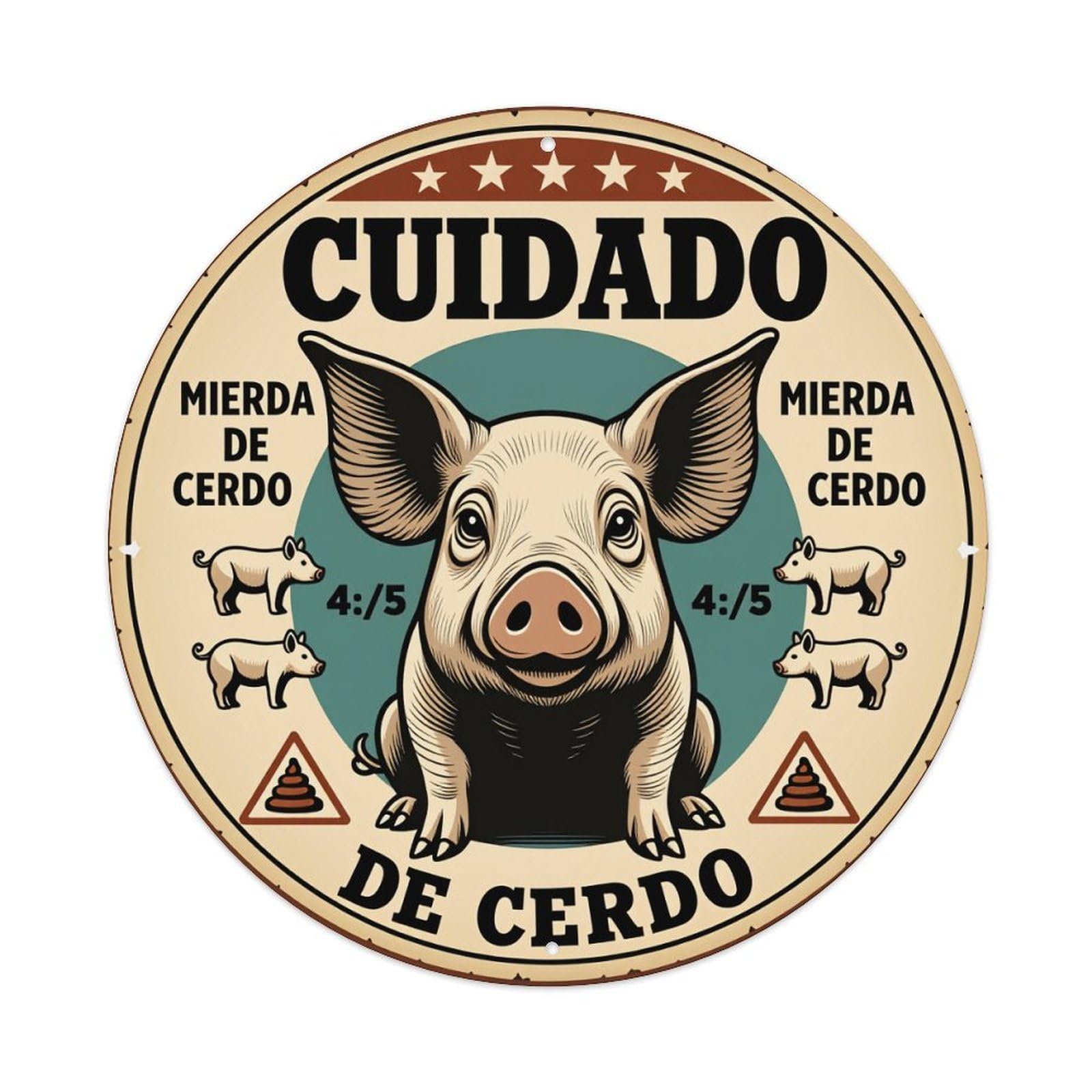 Pig Warning Sign Pattern Print Metal Tin Sign Vintage Garden Bedroom Cafe Bar Man Cave Home Wall Decor Metal Poster 8x8 inches