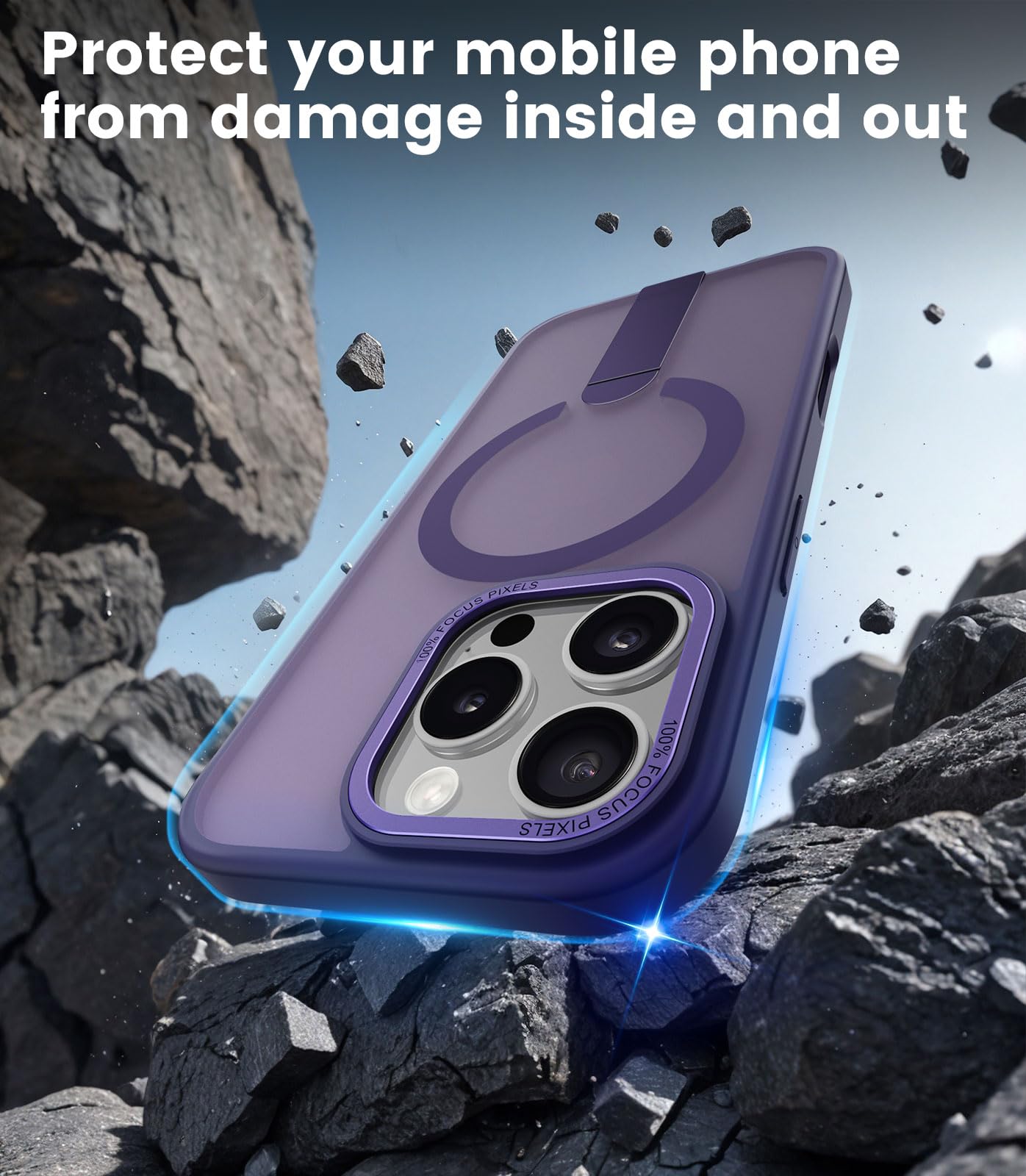 VENINGO Custodia Magnetica Per IPhone 14 Pro Max - Con Anello Supporto, Opaca Traslucida, Antiurto, Rosa - 3