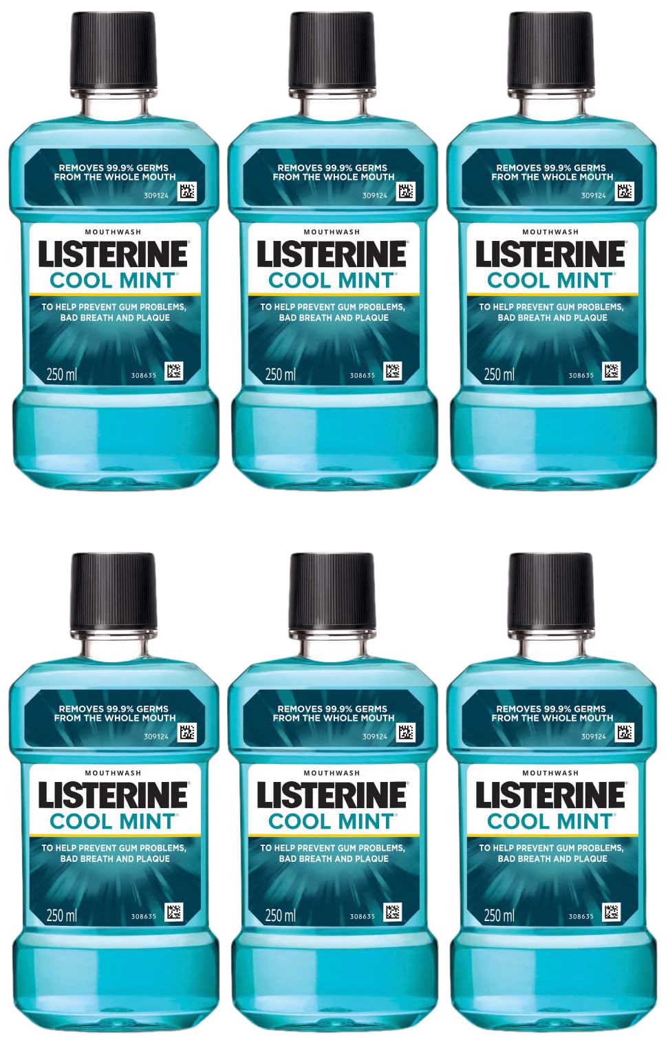 Listerine Cool Mint Mouthwash Liquid, Removes 99.9% Germs, 250ml Combo Pack of 6 (Buy 2 Get 1 Free)-image-40