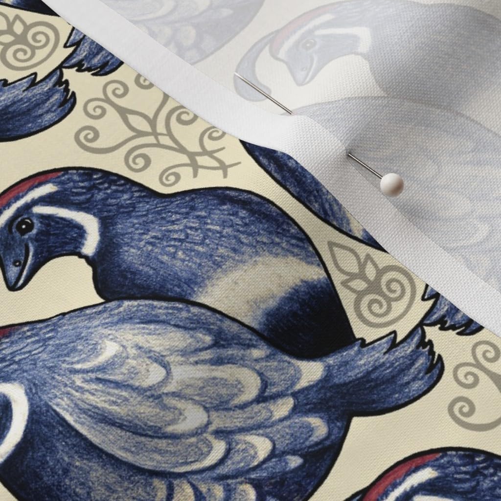 Spoonflower Fabric - Quail Bird Fowl Feathered Birds Cream Animals Flight Printed on Petal Signature Cotton Fabric Fat Quarter - Sewing Quilting Apparel Crafts Decor