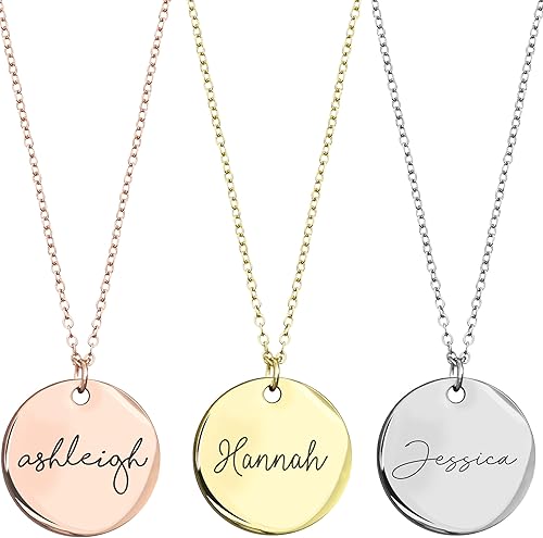 Miniatura 1 de MignonandMignon Personalized Coin Name Necklace Dainty Gift for her Bridesmaid Birthday Handmade Gold Jewelry Mom -LCN-N