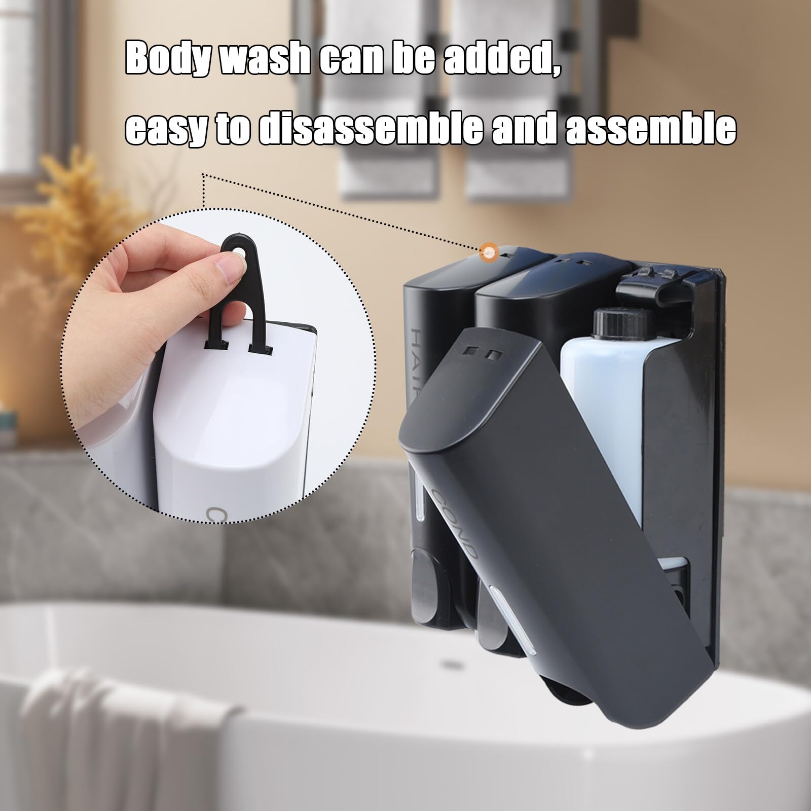 Sonhomay 350ml Soap Dispenser No Drilling Wall Mounted Shower Soap Dispenser Shower Gel Shampoo Dispenser for Home Hotel Restaurant - Image 2