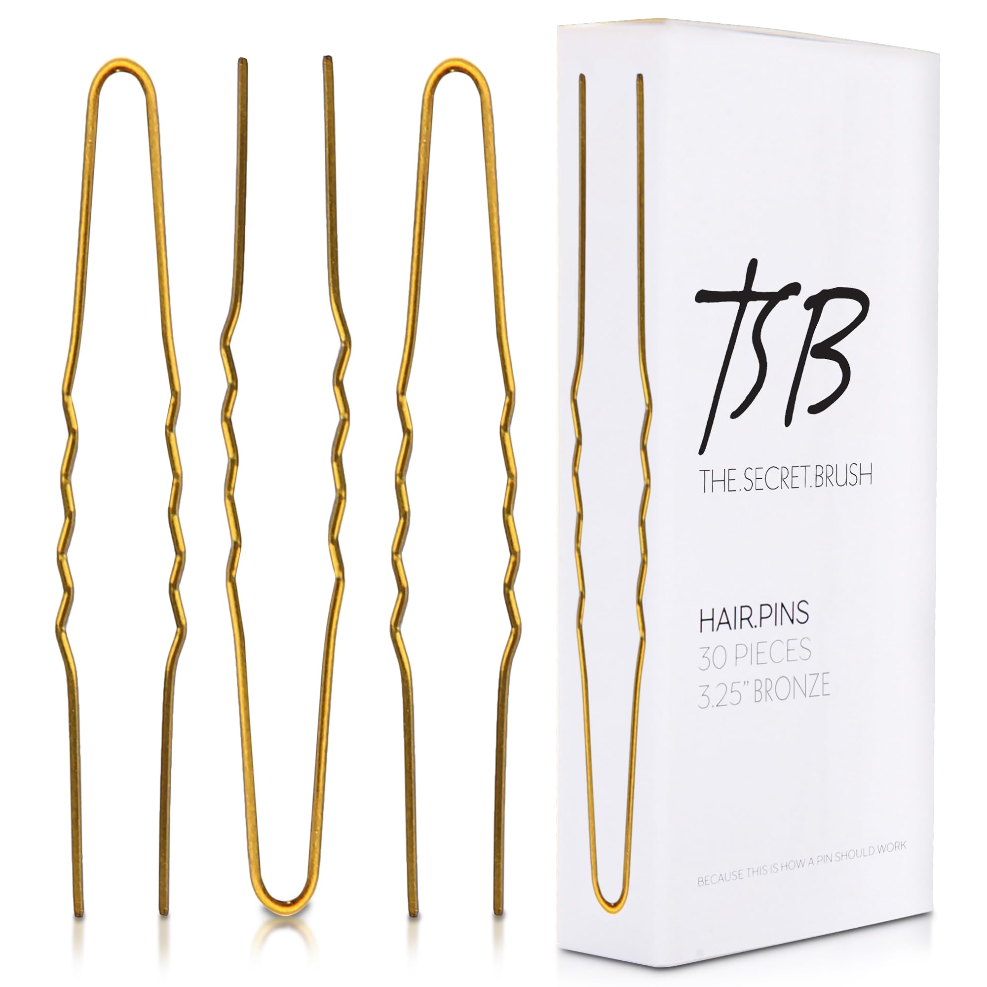 TSB Fura No.1 Professional Bronze Jumbo Hair Pins Set of 30-3.25 inches, 3x Retention, Vintage Style - Ideal for Weddings & Fashion Events - Comfortable, Non-Slip & Strong Hold 30-piece set - Bronze