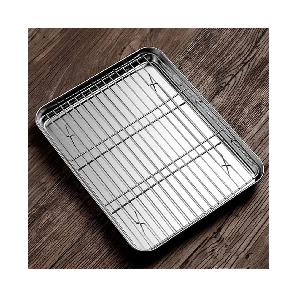 Bandeja de enfriamiento del horno Bandeja para hornear de acero inoxidable 304 Bandeja para barbacoa con rejilla de enfriamiento extraíble Juego de bandeja para hornear Horno no tóxico Lavavajillas