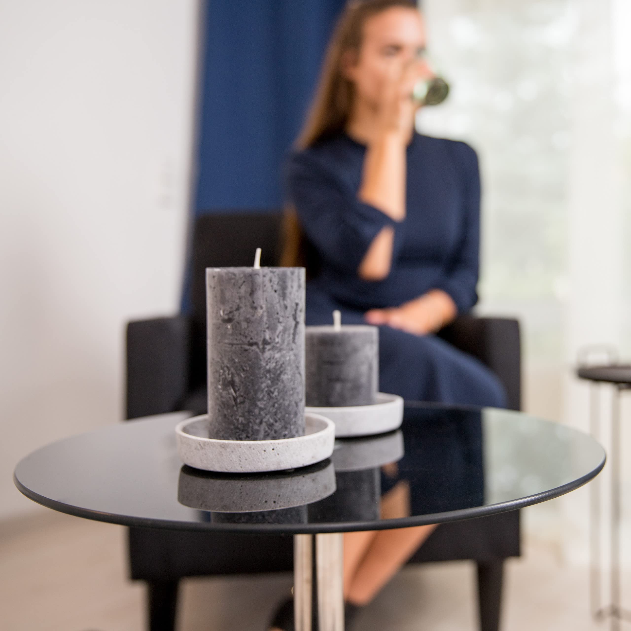 Relaxdays Tavolino Rotondo da Salotto in Vetro e Acciaio Inox, Tavolo da Caffè Salotto, HLP: 53 x 43 x 43 cm, Nero